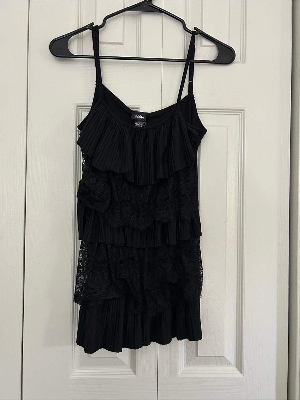Vanity Black Layered Lace & Ruffle Camisole
